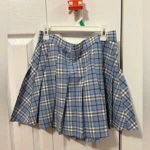 Garage Blue and White Plaid Skater Skirt